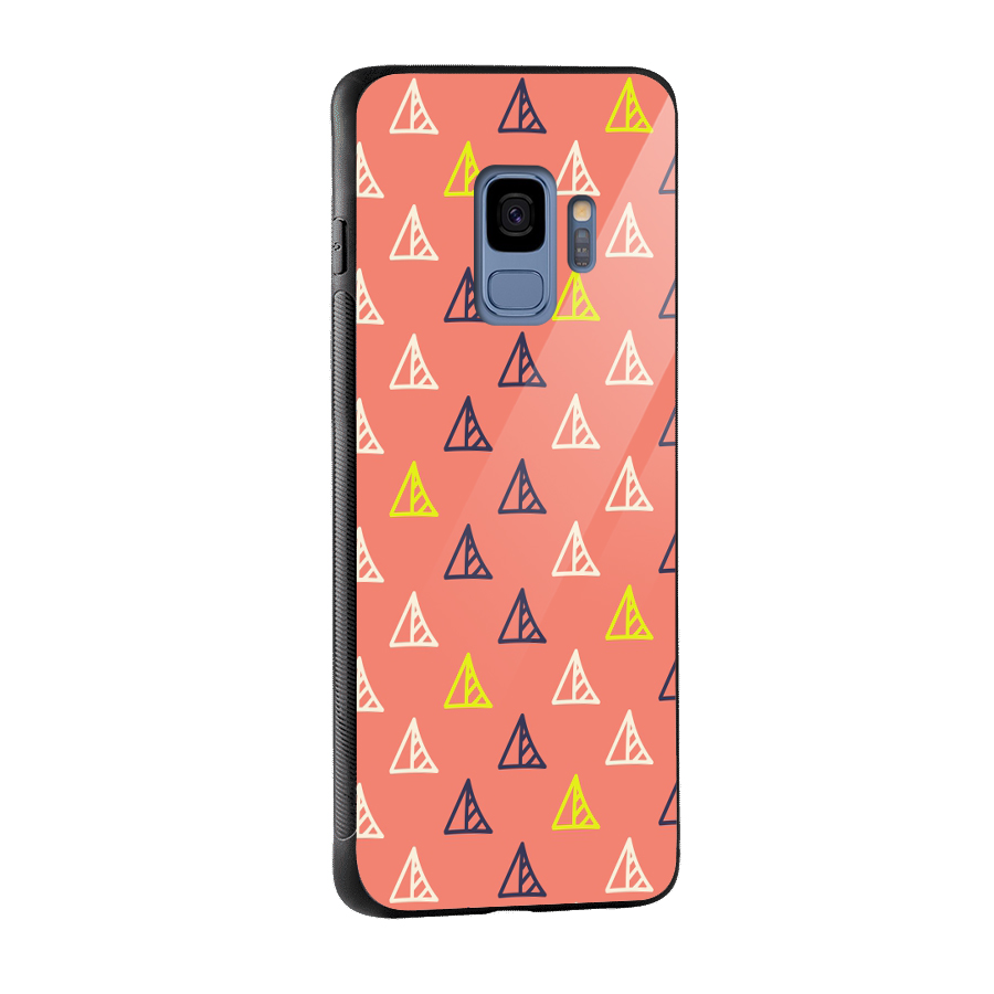 Triangular Boho Pattern Glass Back Case for Galaxy S9