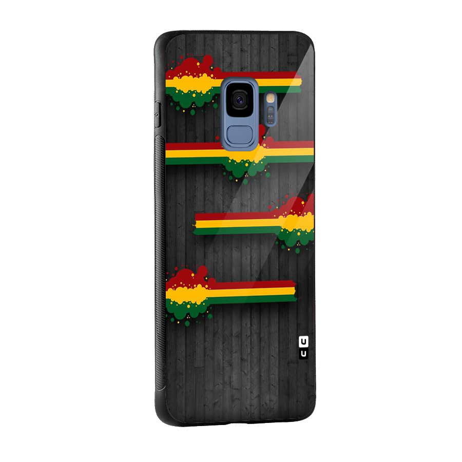 Tricolor Splash Design Glass Back Case for Galaxy S9