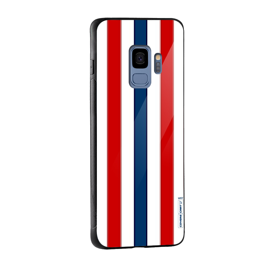 Tricolor Stripes Glass Back Case for Galaxy S9