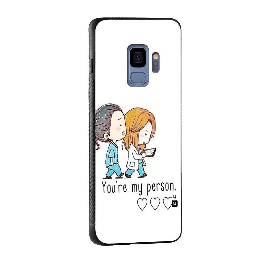 Two Friends In Coat Glass Back Case for Galaxy S9