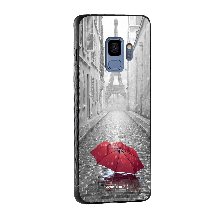 Umbrella Paris Glass Back Case for Galaxy S9