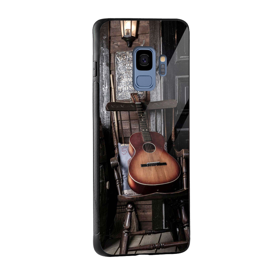 Vintage Chair Guitar Glass Back Case for Galaxy S9