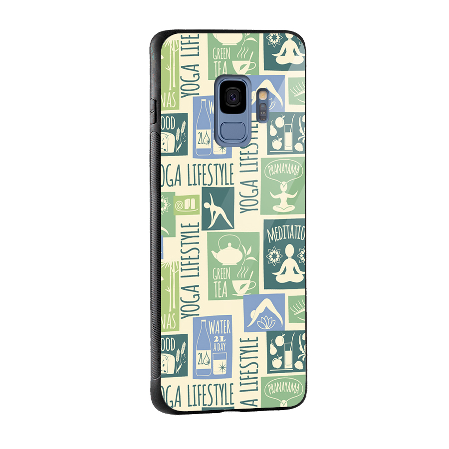 Vintage Yoga Lifestyle Glass Back Case for Galaxy S9