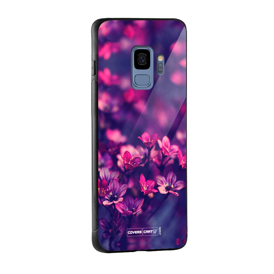 Violet Floral Glass Back Case for Galaxy S9