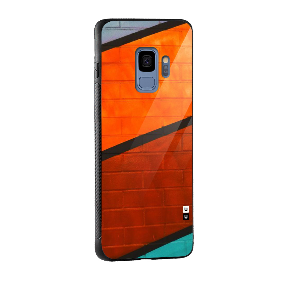 Wall Diagonal Stripes Glass Back Case for Galaxy S9