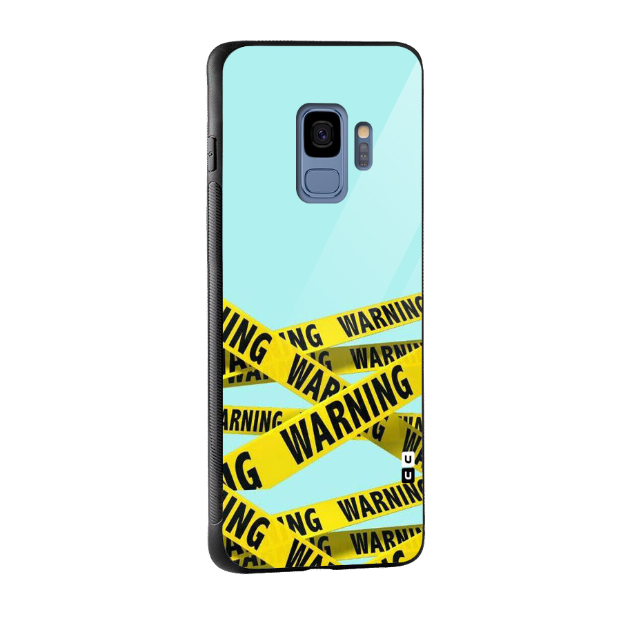Warning Design Glass Back Case for Galaxy S9