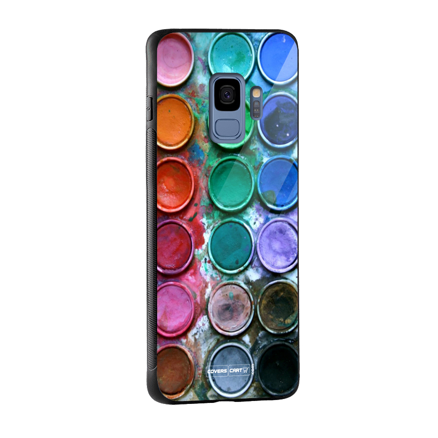 Water Paint Box Glass Back Case for Galaxy S9