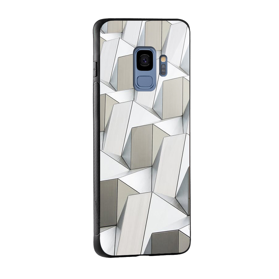 White Abstract Art Glass Back Case for Galaxy S9