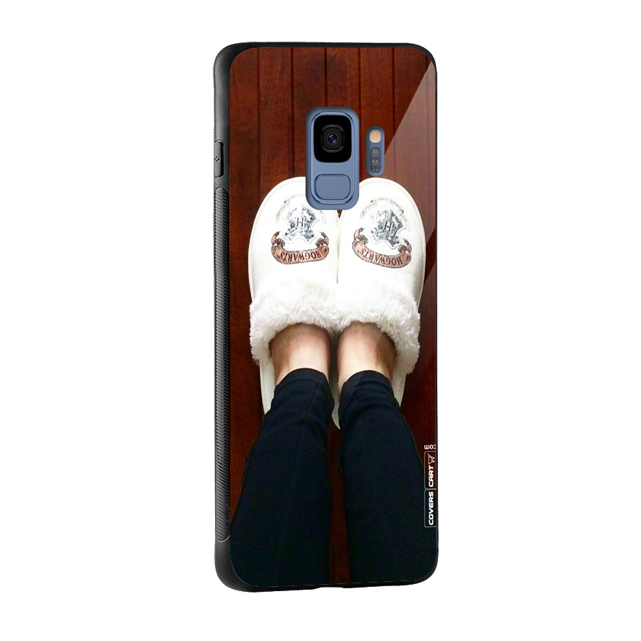White Feets Glass Back Case for Galaxy S9