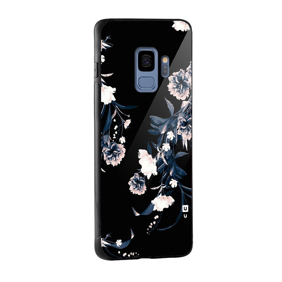 White Flora Glass Back Case for Galaxy S9