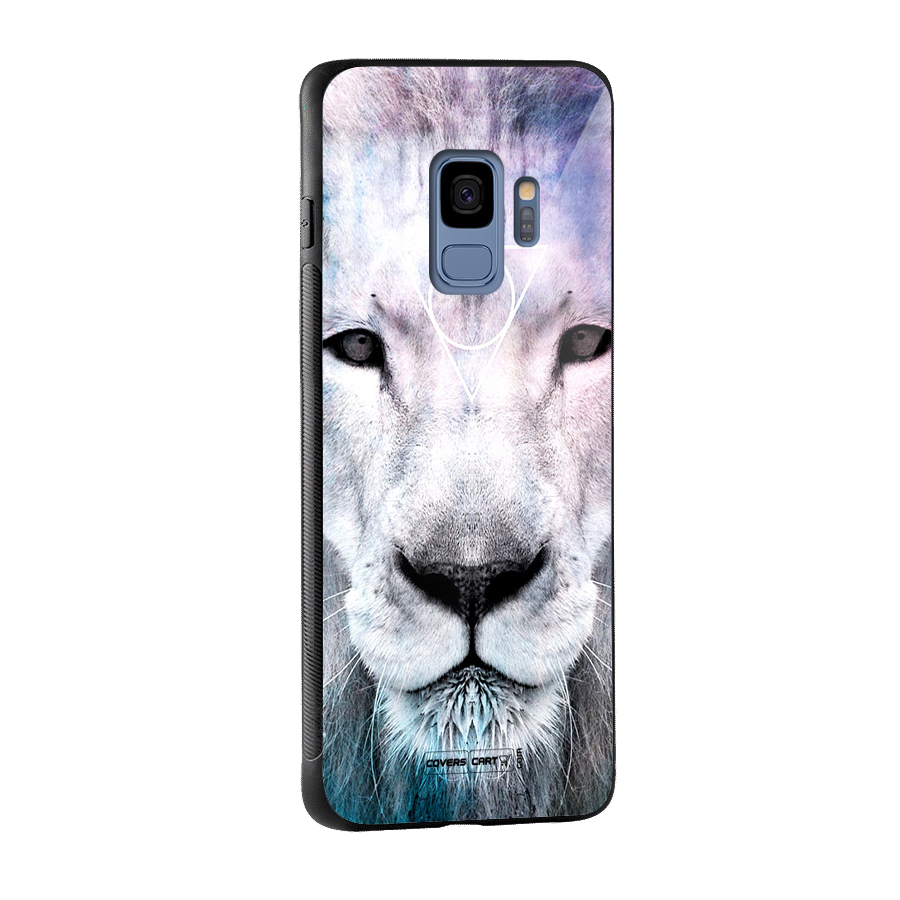 White Lion Glass Back Case for Galaxy S9