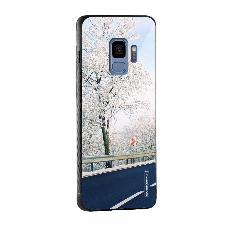 White Snow Tree Glass Back Case for Galaxy S9