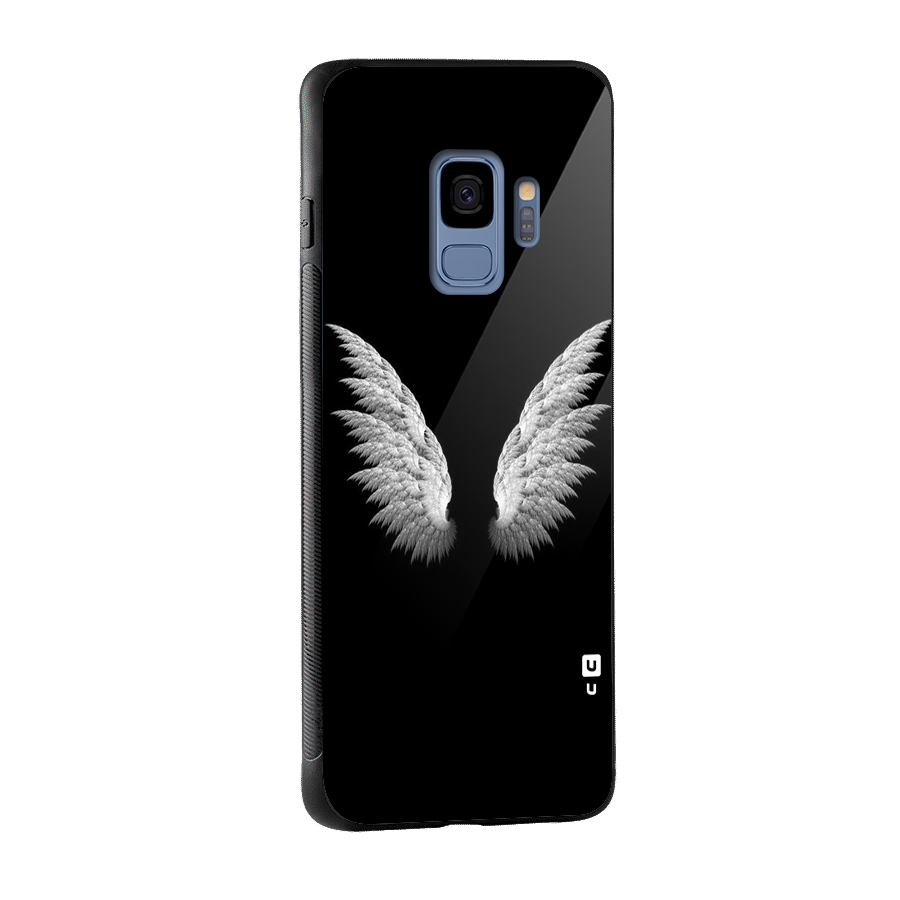 White Wings Glass Back Case for Galaxy S9