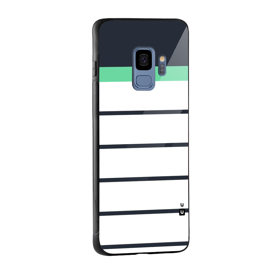 White and Simple Stripes Glass Back Case for Galaxy S9