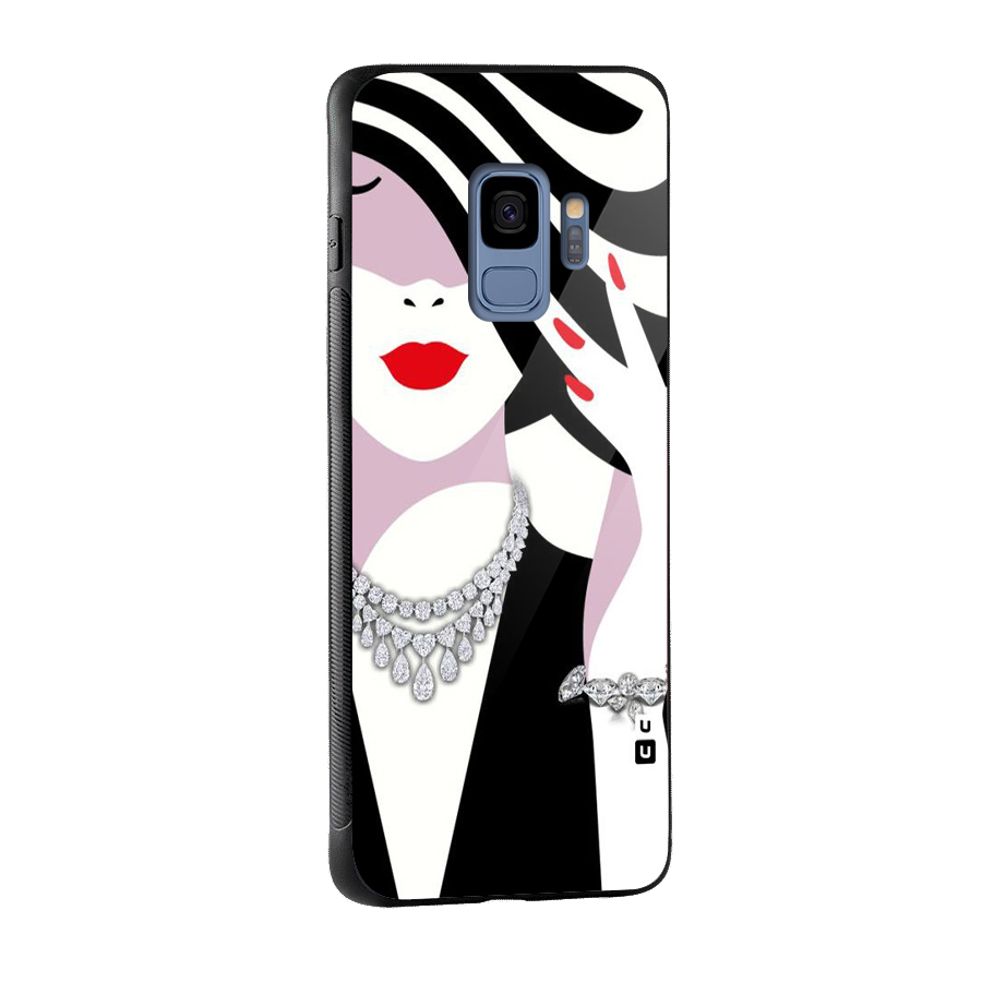 Women Beauty Glass Back Case for Galaxy S9