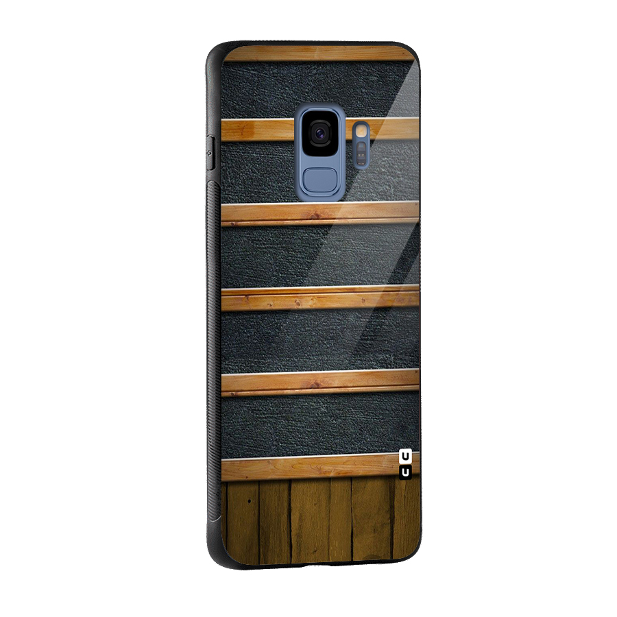Wood Design Glass Back Case for Galaxy S9