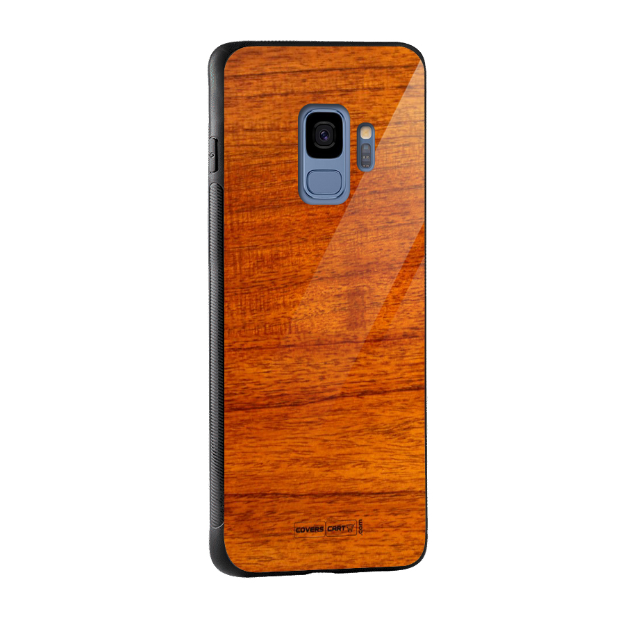 Wood Texture Design Glass Back Case for Galaxy S9