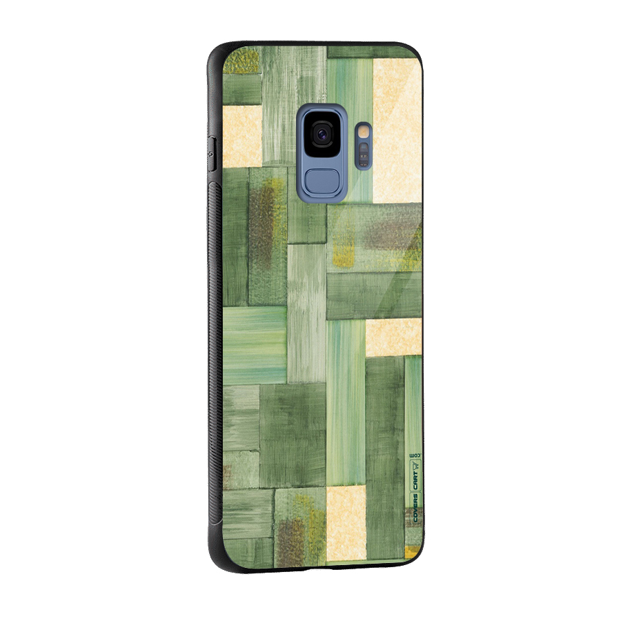 Wooden Green Texture Glass Back Case for Galaxy S9