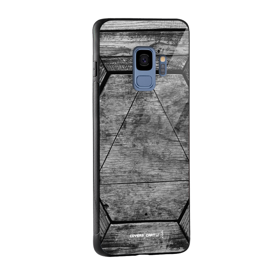 Wooden Hexagon Glass Back Case for Galaxy S9