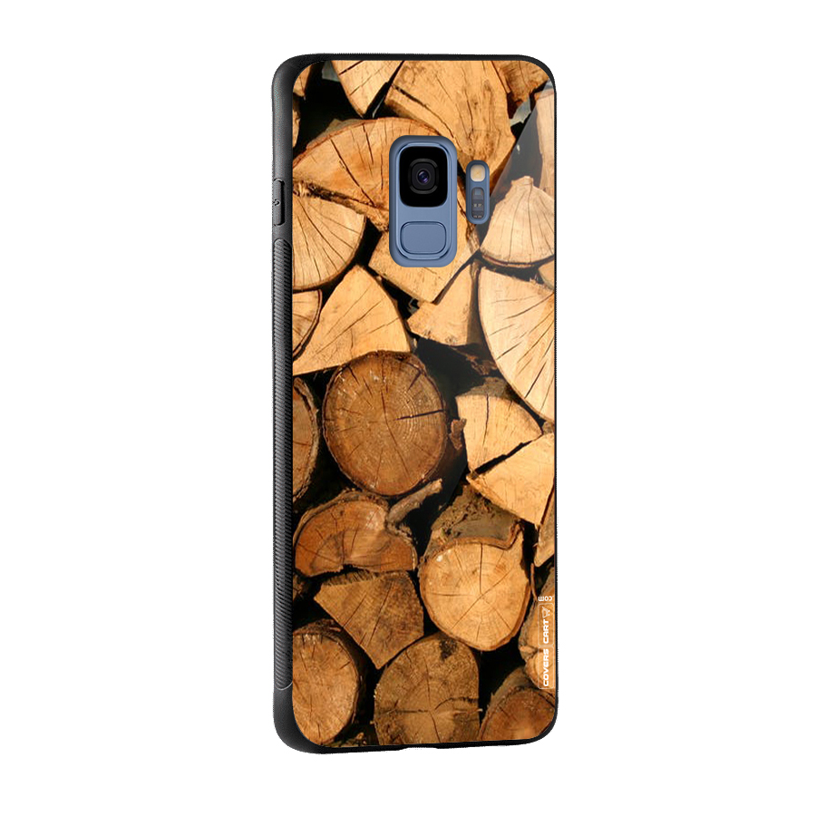 Wooden Logs Glass Back Case for Galaxy S9