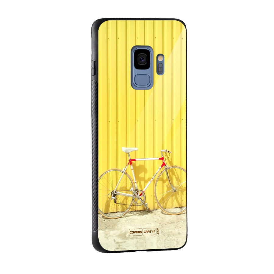 Yellow Cycle Classic Glass Back Case for Galaxy S9