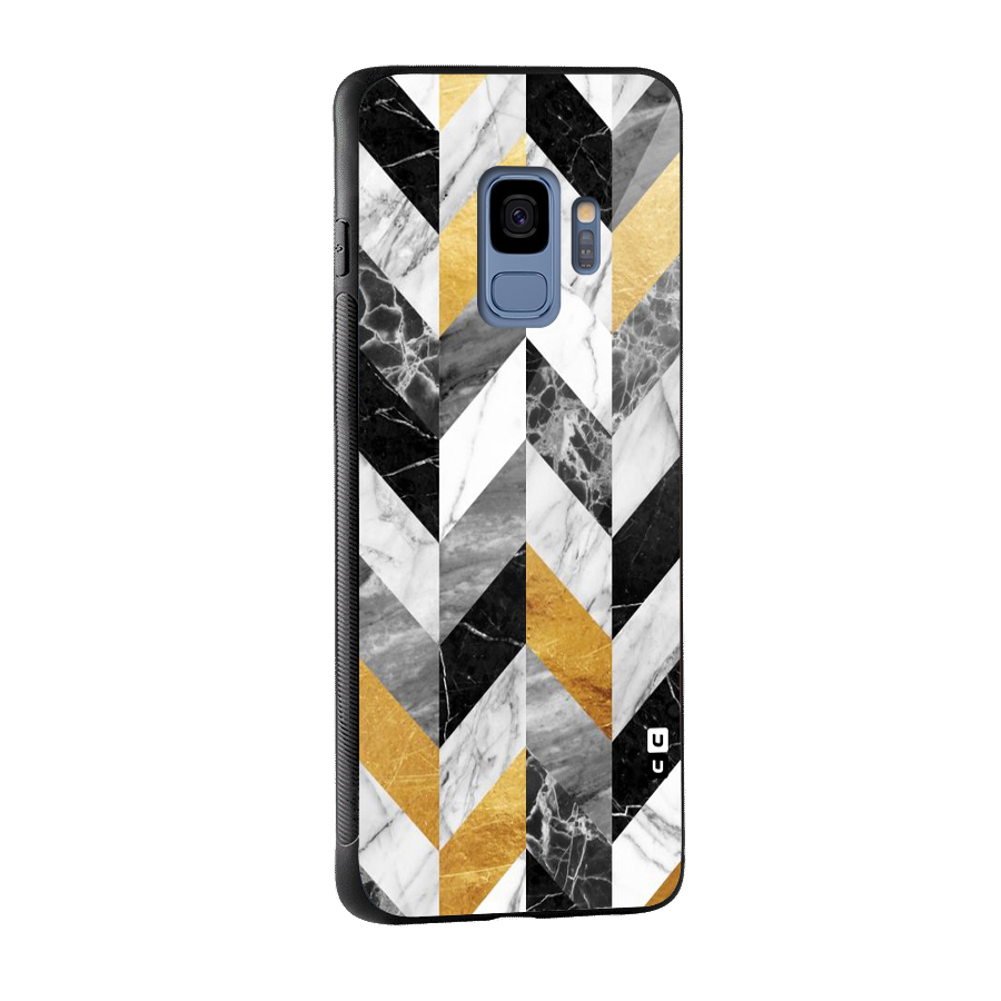 Yellow Grey Marble Glass Back Case for Galaxy S9