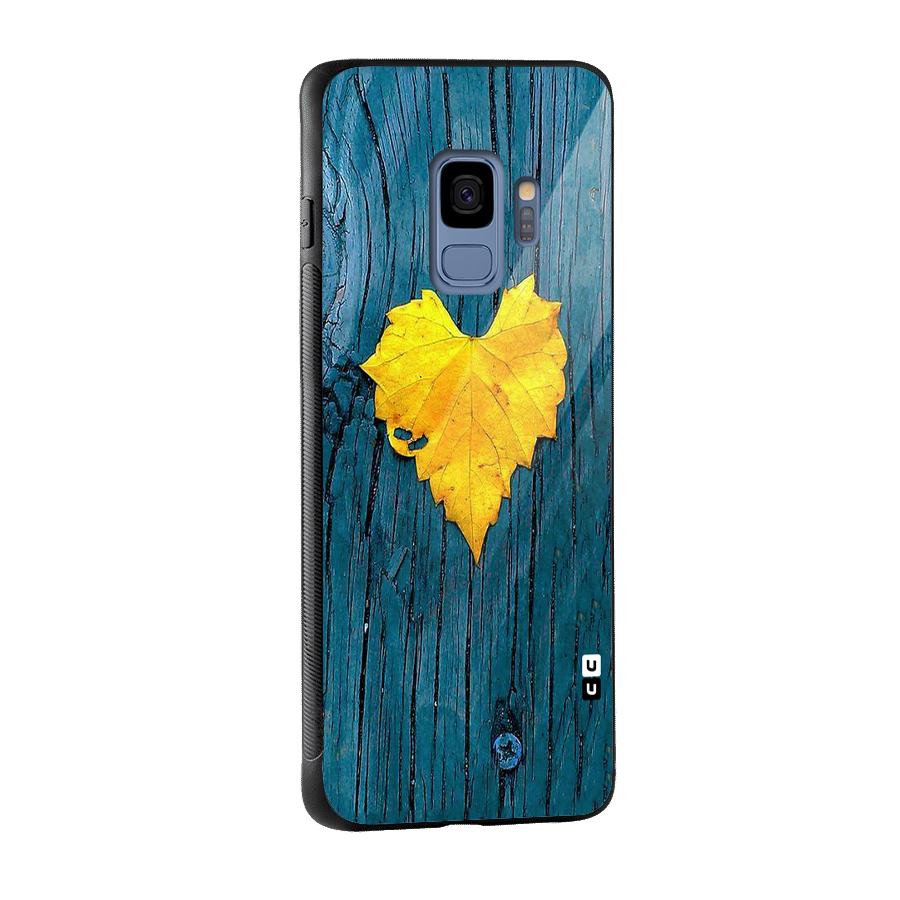 Yellow Leaf Glass Back Case for Galaxy S9