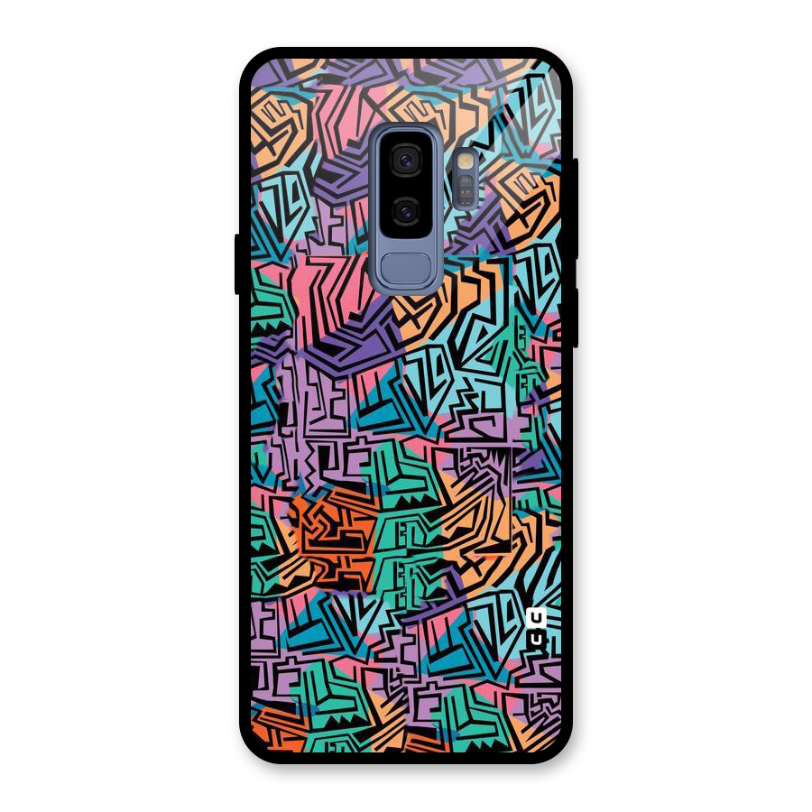 Abstract Lining Colors Glass Back Case for Galaxy S9 Plus