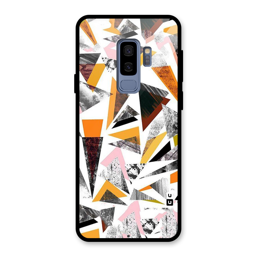 Abstract Sketchy Triangles Glass Back Case for Galaxy S9 Plus