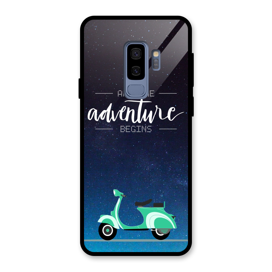 Adventure Scooter Glass Back Case for Galaxy S9 Plus
