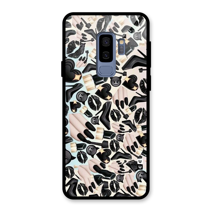 All Black Love Glass Back Case for Galaxy S9 Plus