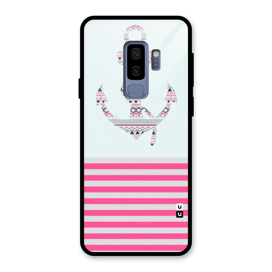 Anchor Design Stripes Glass Back Case for Galaxy S9 Plus