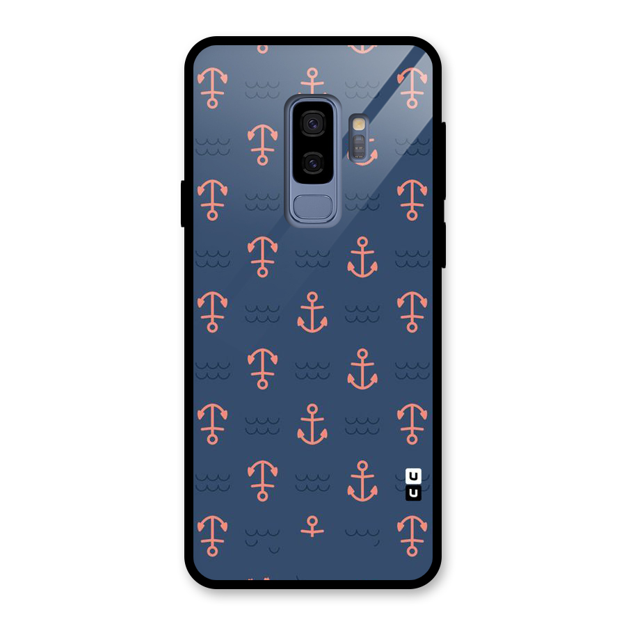 Anchor Sea Blue Glass Back Case for Galaxy S9 Plus