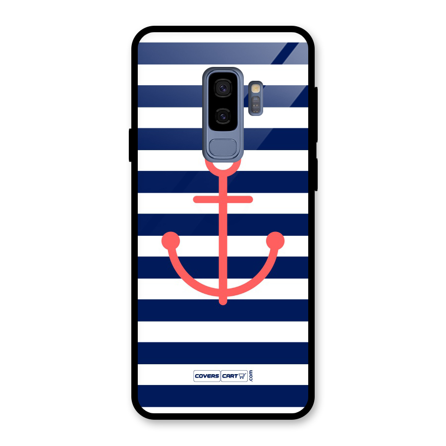 Anchor Stripes Glass Back Case for Galaxy S9 Plus