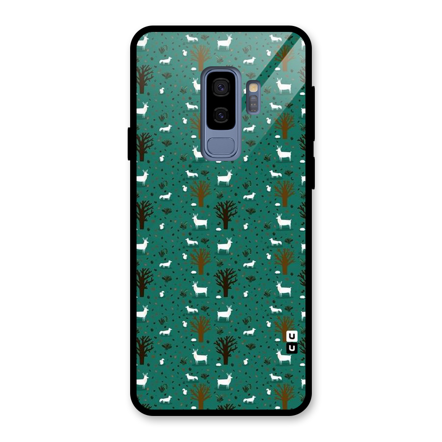 Animal Grass Pattern Glass Back Case for Galaxy S9 Plus