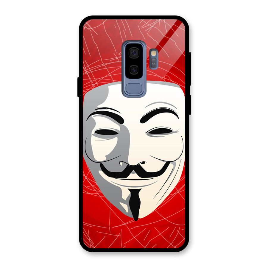 Anonymous Mask Abstract  Glass Back Case for Galaxy S9 Plus