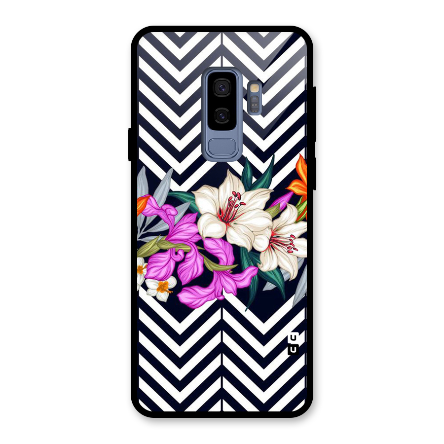 Artsy ZigZag Floral Glass Back Case for Galaxy S9 Plus