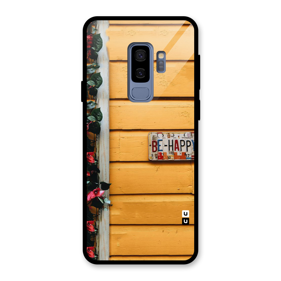 Be Happy Yellow Wall Glass Back Case for Galaxy S9 Plus