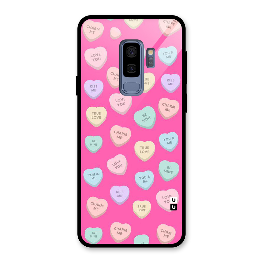 Be Mine Hearts Pattern Glass Back Case for Galaxy S9 Plus