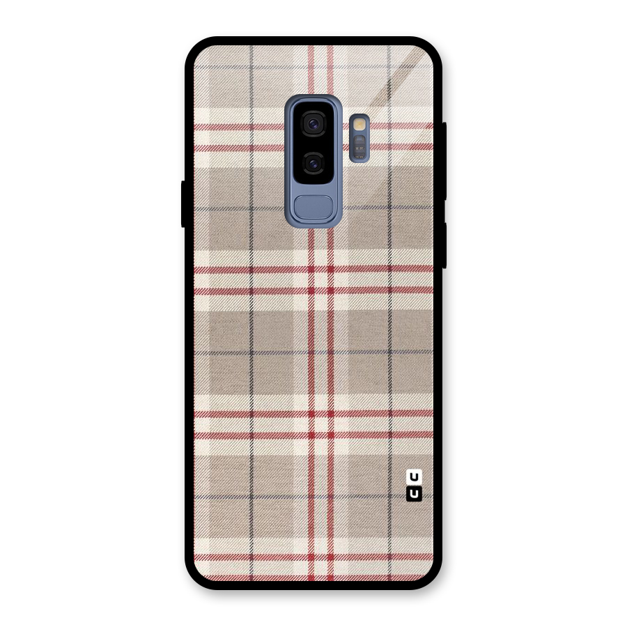 Beige Red Check Glass Back Case for Galaxy S9 Plus