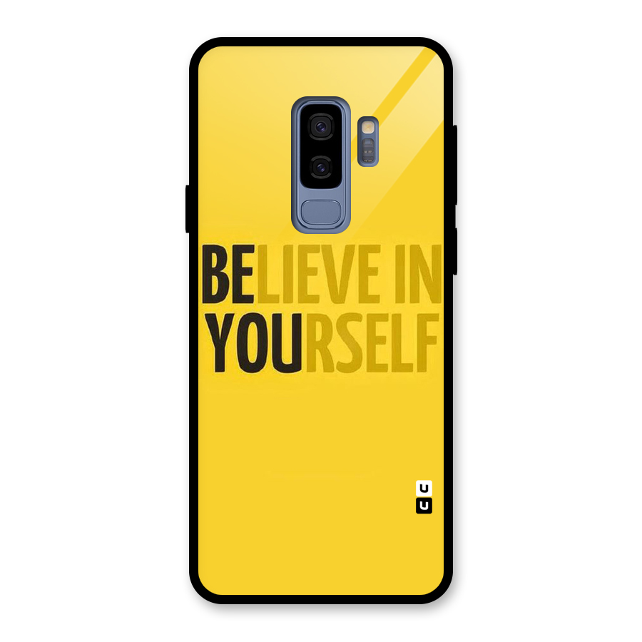 Believe Yourself Yellow Glass Back Case for Galaxy S9 Plus