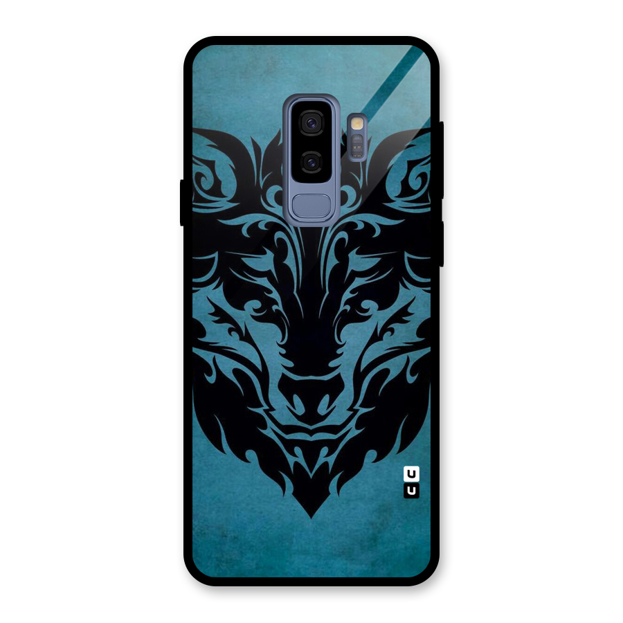 Black Artistic Wolf Glass Back Case for Galaxy S9 Plus