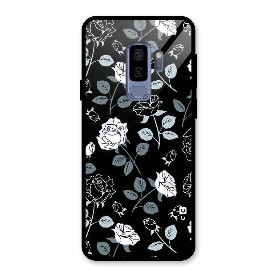 Black Artsy Bloom Glass Back Case for Galaxy S9 Plus