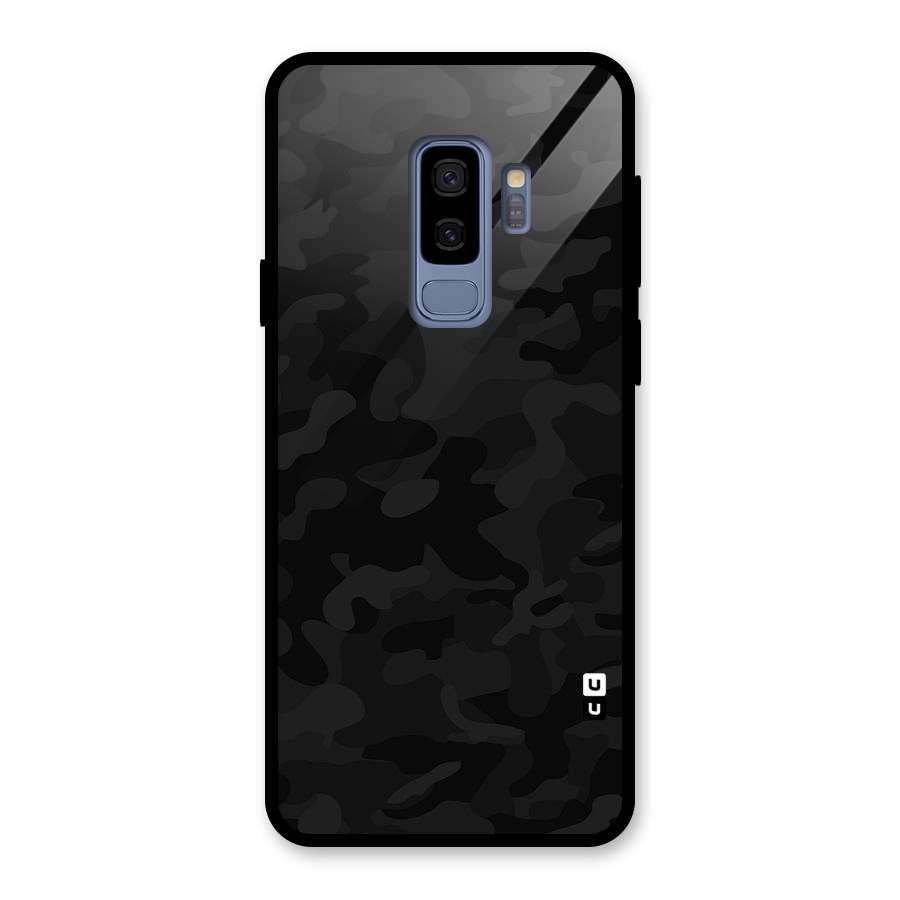 Black Camouflage Glass Back Case for Galaxy S9 Plus