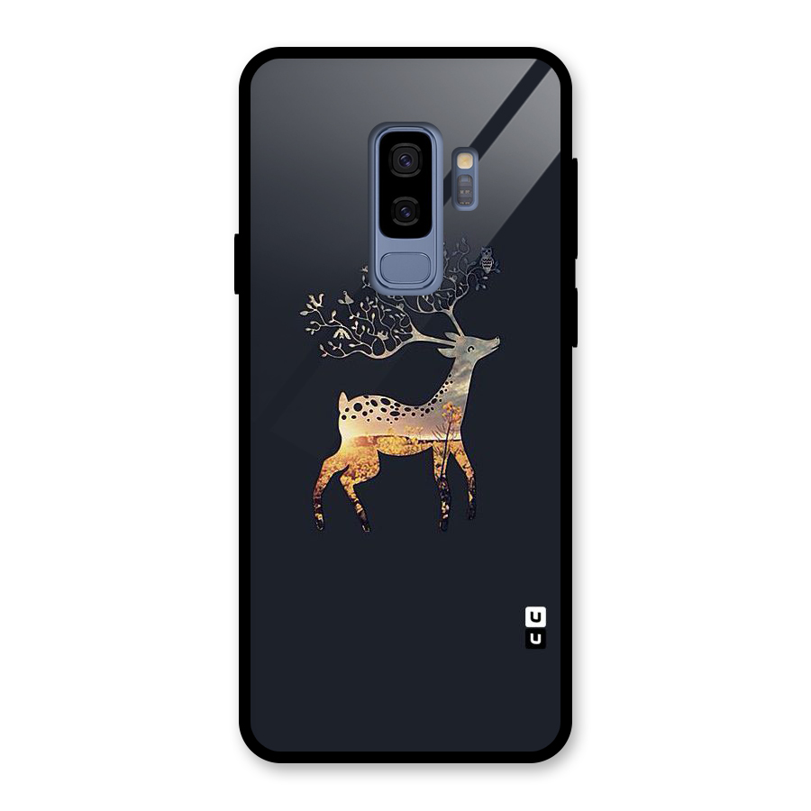 Black Deer Glass Back Case for Galaxy S9 Plus