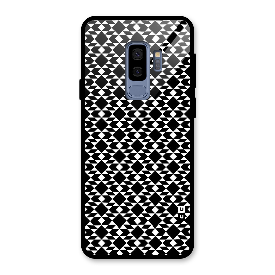 Black White Diamond Abstract Glass Back Case for Galaxy S9 Plus