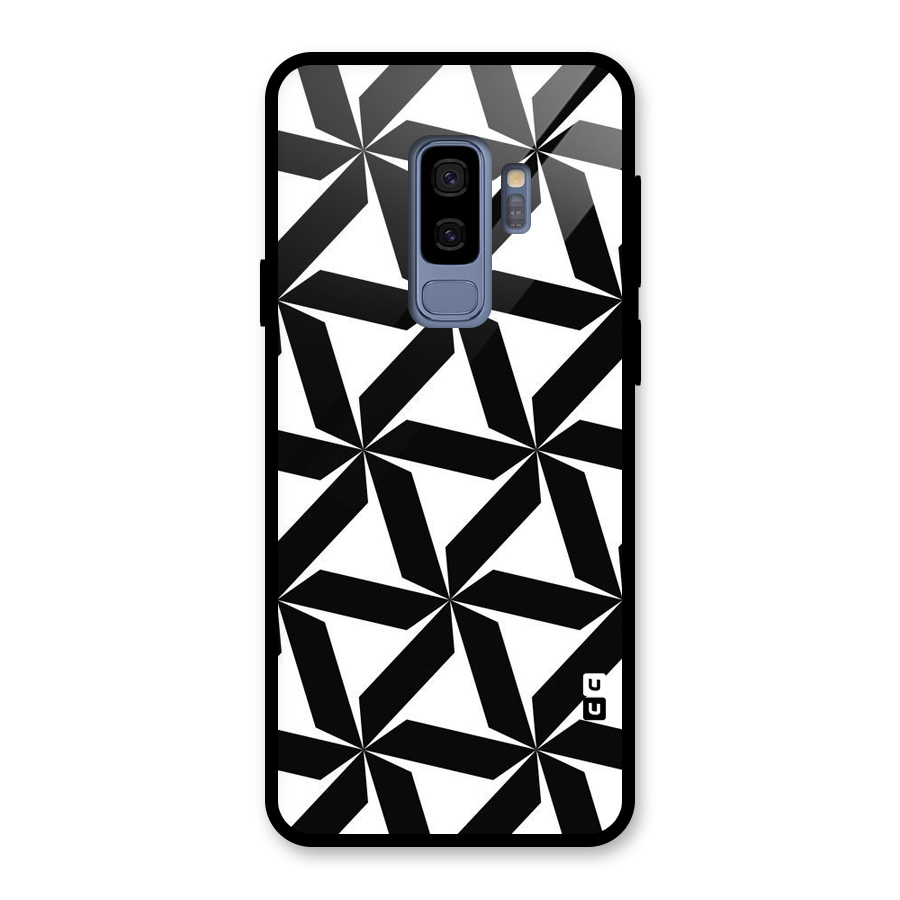 Black White Fan Design Glass Back Case for Galaxy S9 Plus