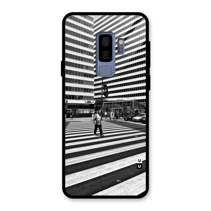 Black White Perspective Glass Back Case for Galaxy S9 Plus