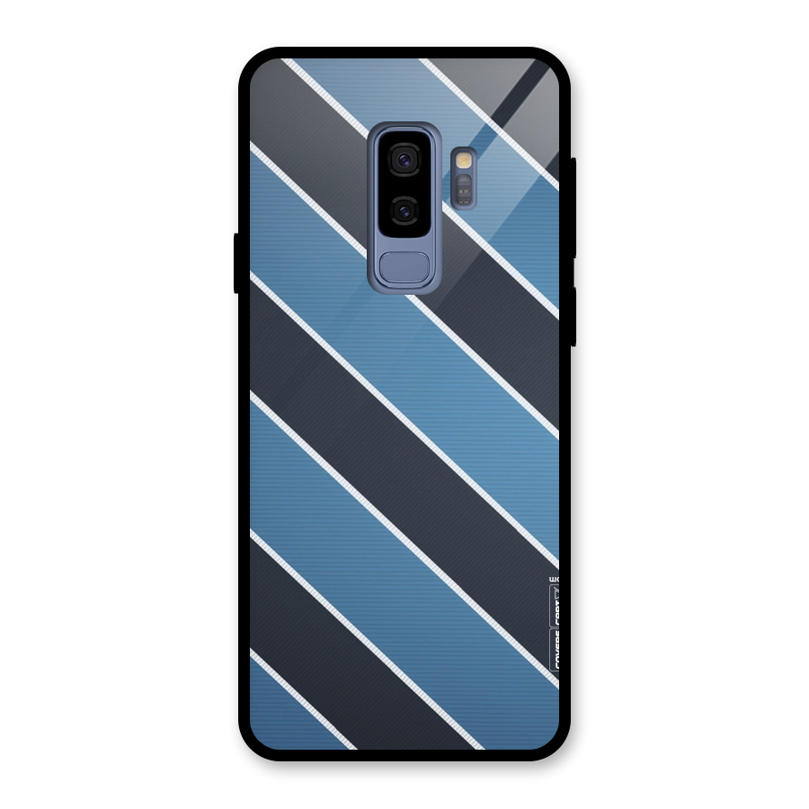Blue Black Stripes Glass Back Case for Galaxy S9 Plus