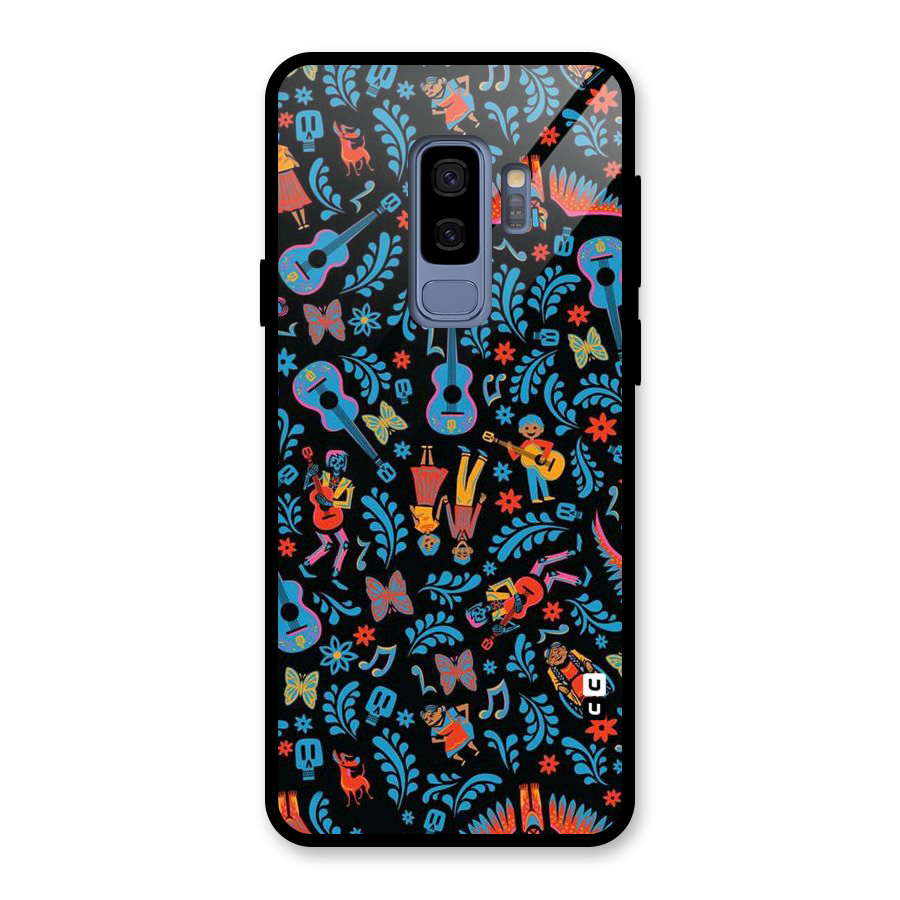 Blue Guitar Pattern Glass Back Case for Galaxy S9 Plus